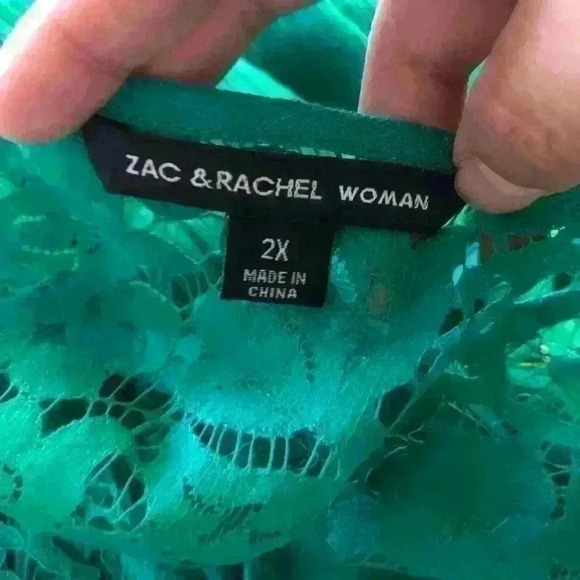 ZAK & Rachel Teal lace long sleeve blouse top women 2X - Picture 5 of 10